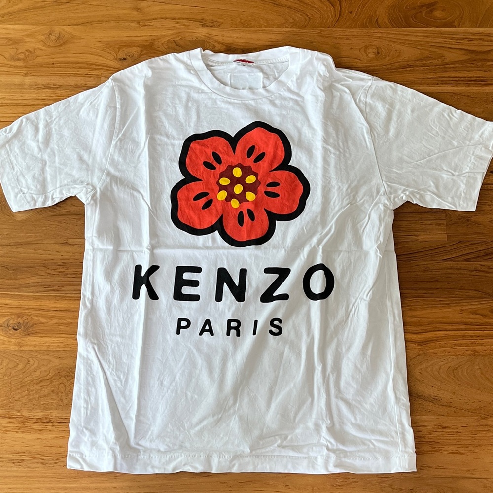 Kenzo Men’s White Tee with Orange Floral Design